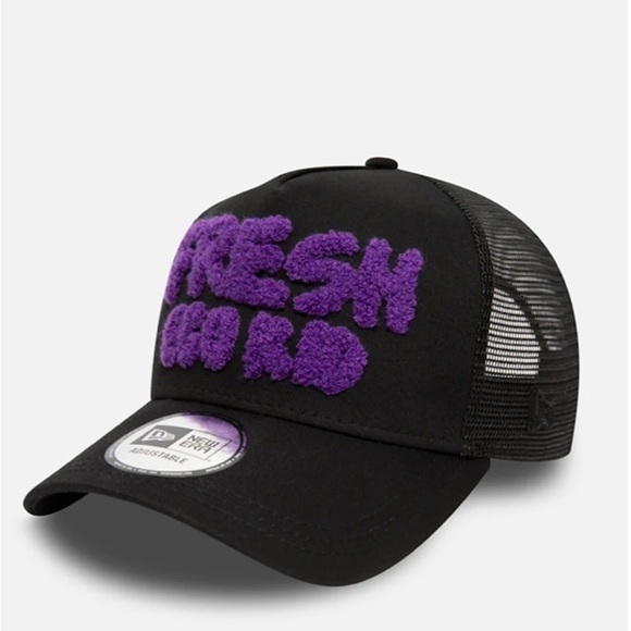 NEW ERA x FRESH EGO KID MESH BLACK & PURPLE TRUCKER - Picture 2 of 6